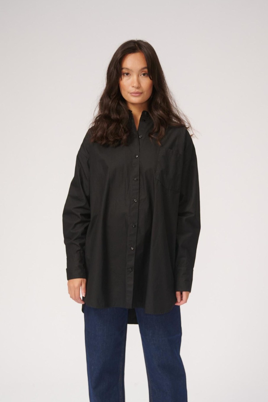 Dame TeeShoppen Skjorter & Bluser | Oversized Shirt - Sort