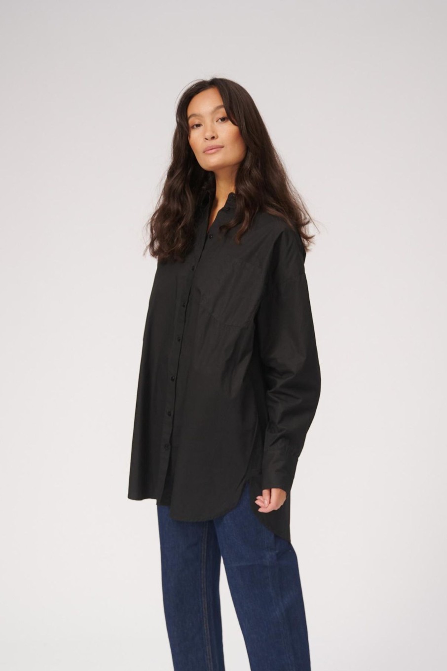 Dame TeeShoppen Skjorter & Bluser | Oversized Shirt - Sort