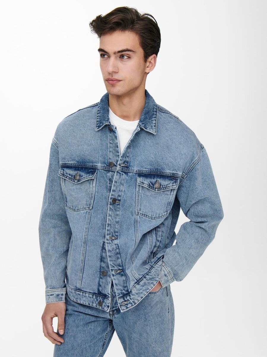 Herre Only u0026 Sons Jakker & Frakker | Rick Truck Jakke - Blue Denim