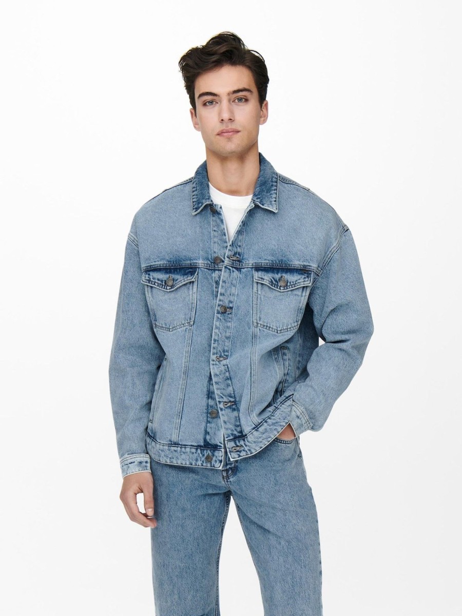 Herre Only u0026 Sons Jakker & Frakker | Rick Truck Jakke - Blue Denim