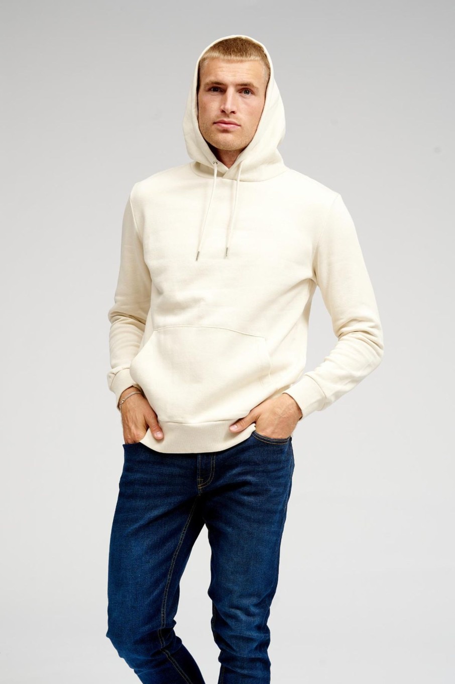 Herre TeeShoppen Trojer | Basic Hoodie Sweat - Lys Beige