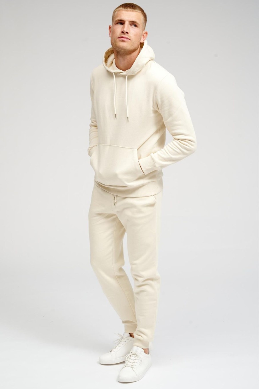 Herre TeeShoppen Trojer | Basic Hoodie Sweat - Lys Beige