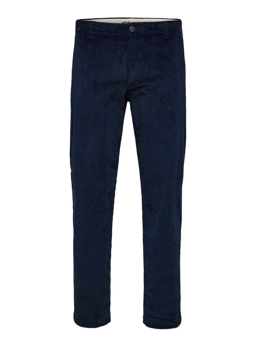 Herre Selected Homme Bukser | Straight Stroke Cord Pants - Dark Sapphire