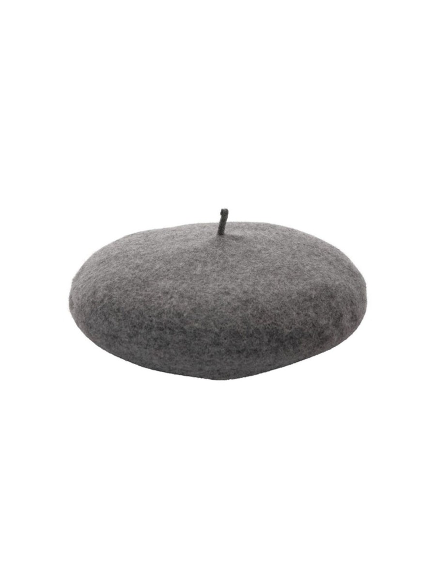 Dame ONLY Huer & Hatte | Uld Beret - Dark Grey Melange