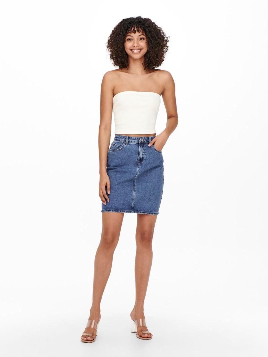 Dame ONLY Nederdele | Vega High Waist Skirt - Medium Blue Denim