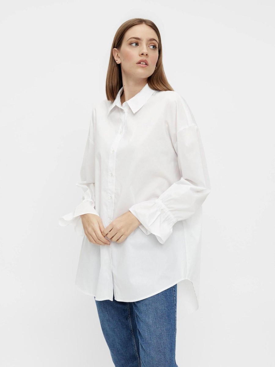 Dame PIECES Skjorter & Bluser | Ecci Oversized Skjorte - Lys Hvid