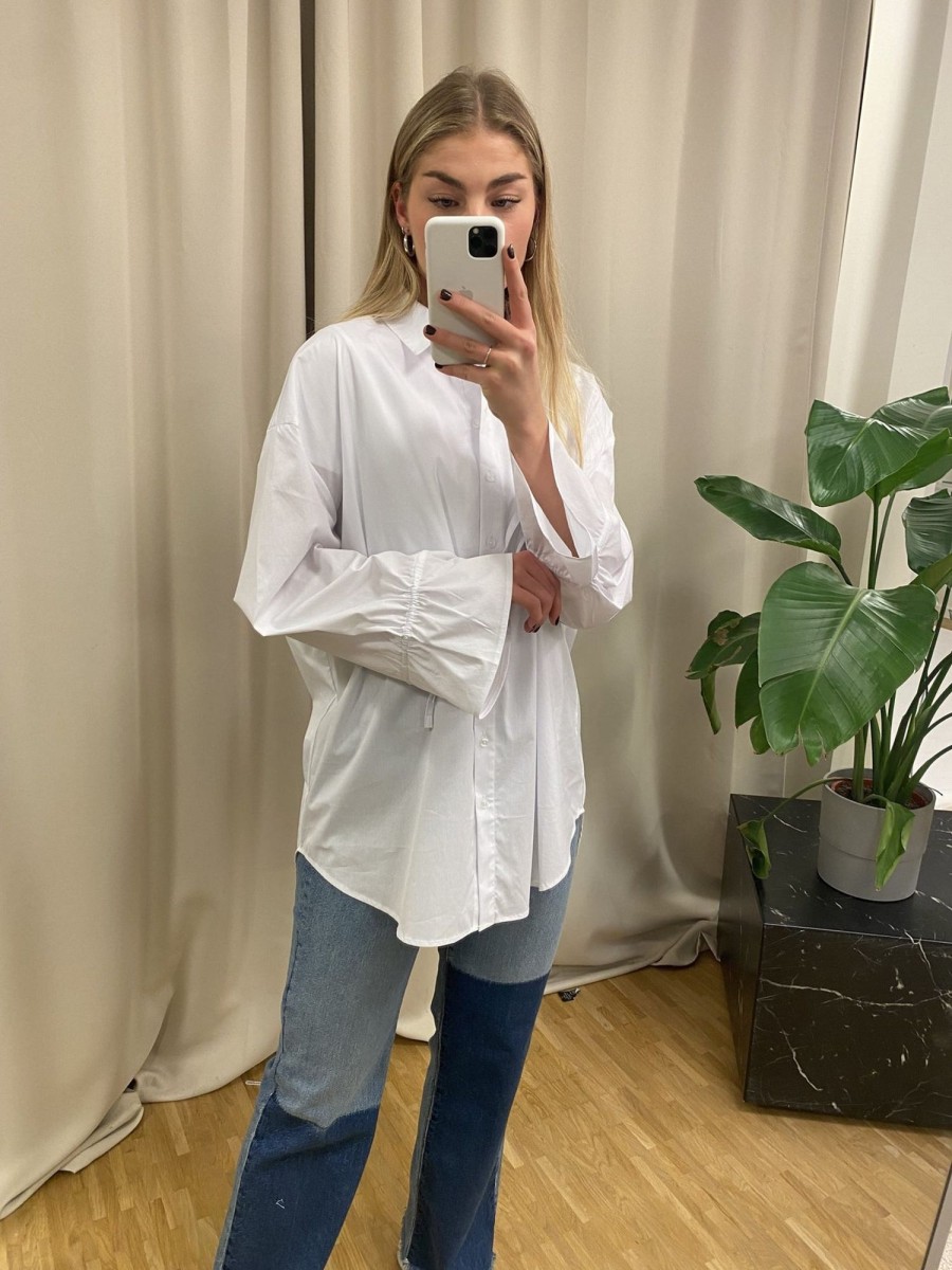 Dame PIECES Skjorter & Bluser | Ecci Oversized Skjorte - Lys Hvid