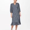 Dame ONLY Kjoler | Olivia 3/4 Wrap Midi Dress - Blue Mirage