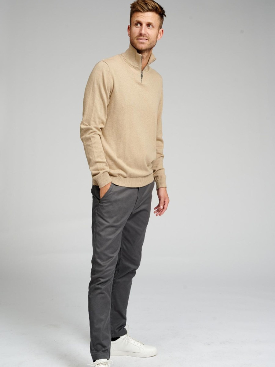 Herre TeeShoppen Strik | Basic Knit High Neck - Beige