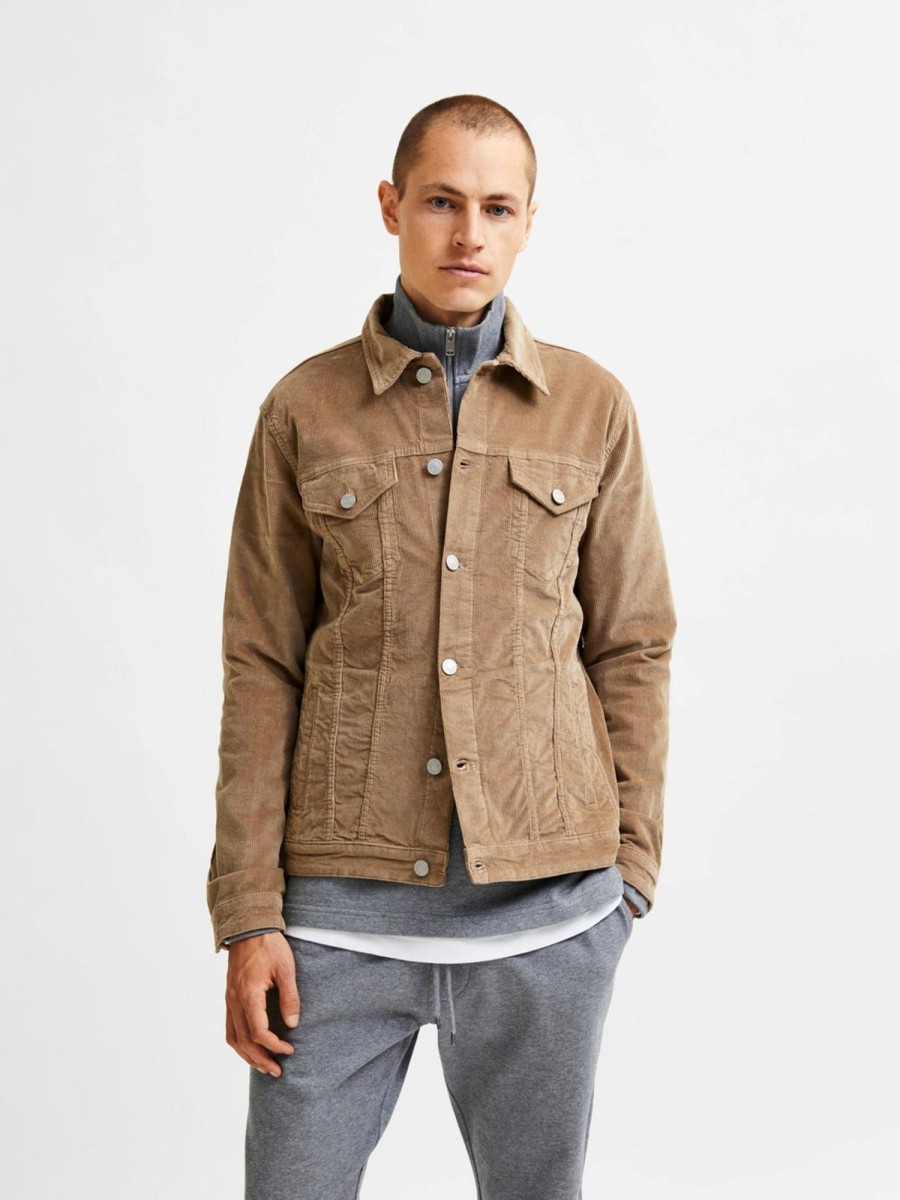 Herre Selected Homme Jakker & Frakker | Jeppe Corduroy Jacket - Greige