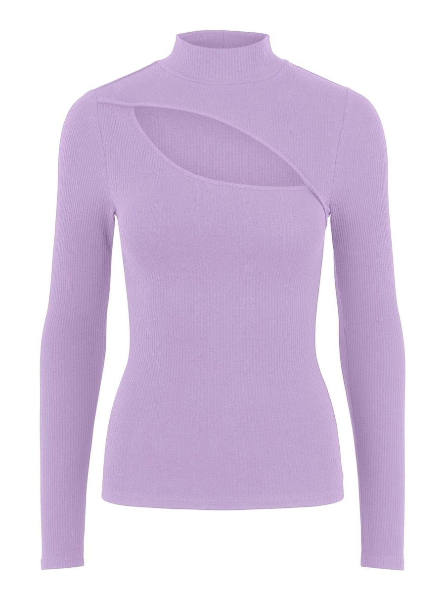 Dame PIECES Skjorter & Bluser | Hazel Cut Out High Neck Bluse - Lavendula