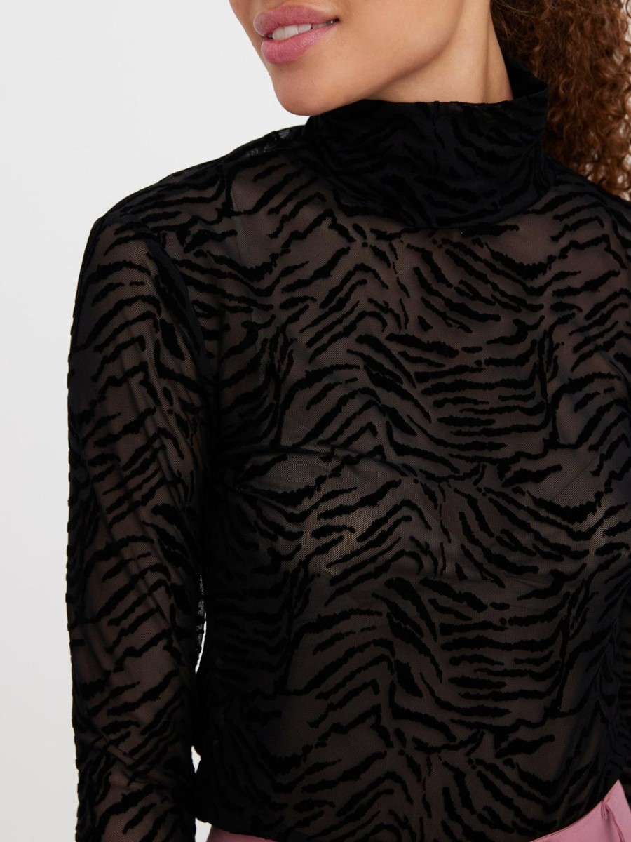 Dame Vero Moda Skjorter & Bluser | Koko High Neck Top - Black Tiger