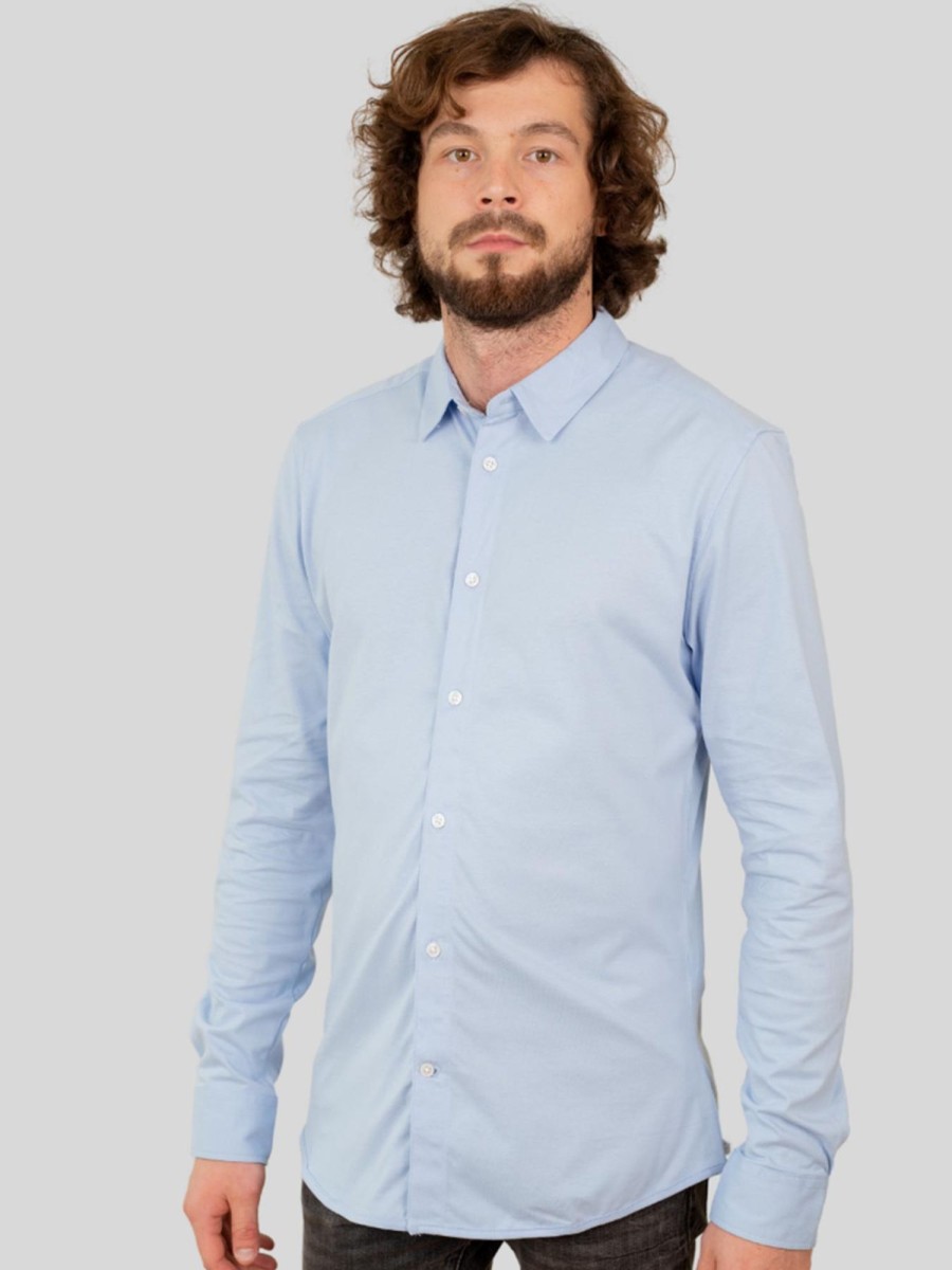 Herre Only u0026 Sons Skjorter | Miles Stretch Skjorte - Cashmere Blue