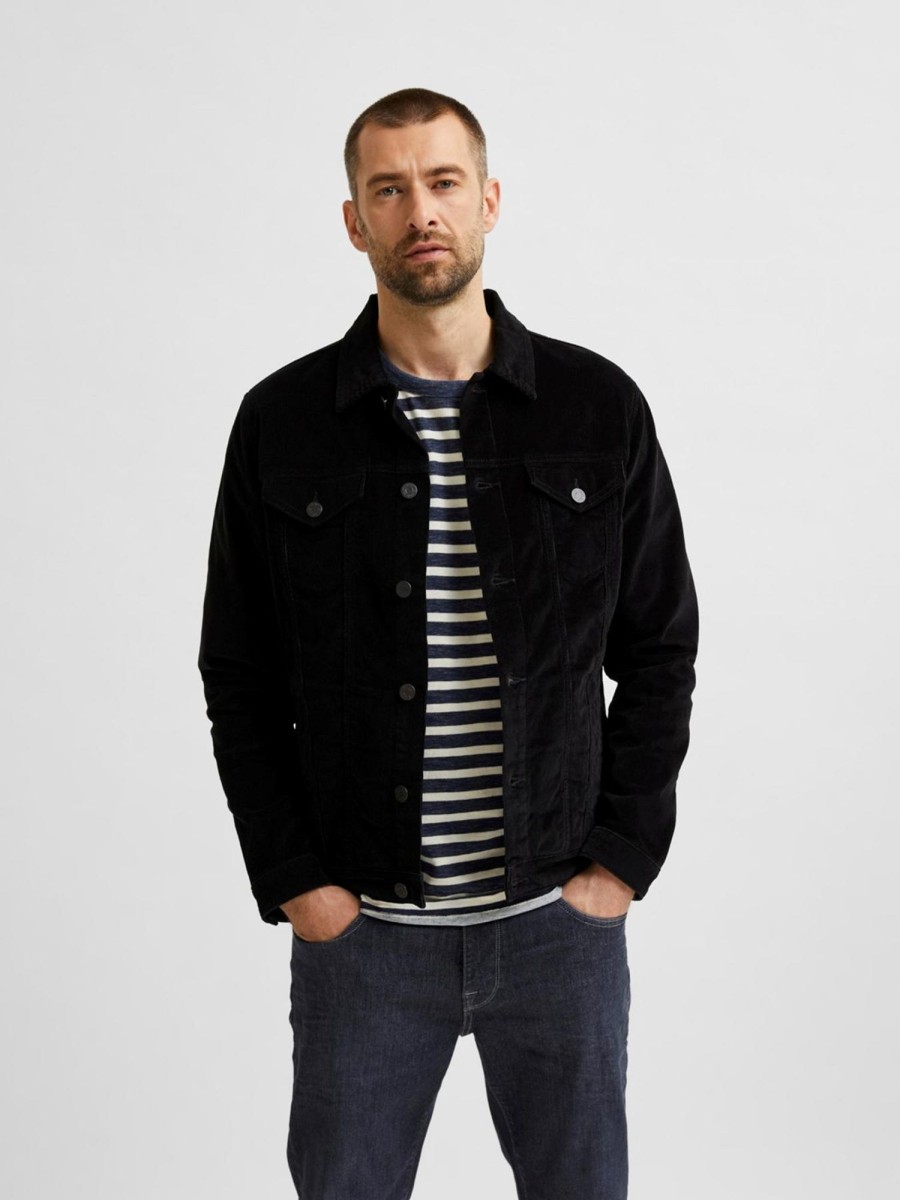 Herre Selected Homme Jakker & Frakker | Jeppe Corduroy Jacket - Sort