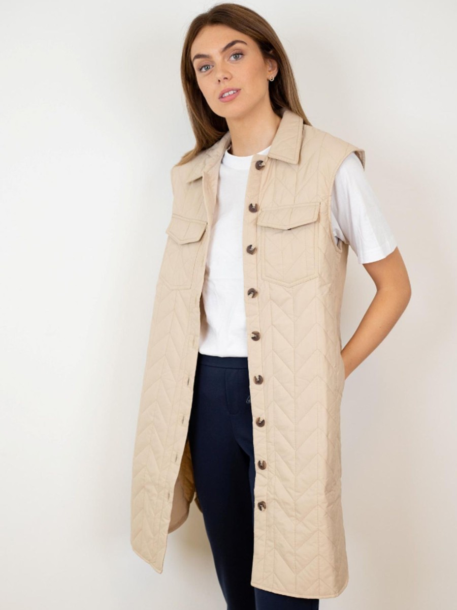 Dame Vero Moda Veste | Magda Lang Quilted Vest - Nomad