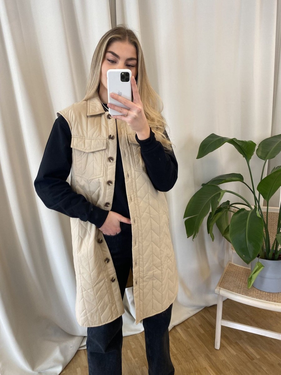 Dame Vero Moda Veste | Magda Lang Quilted Vest - Nomad