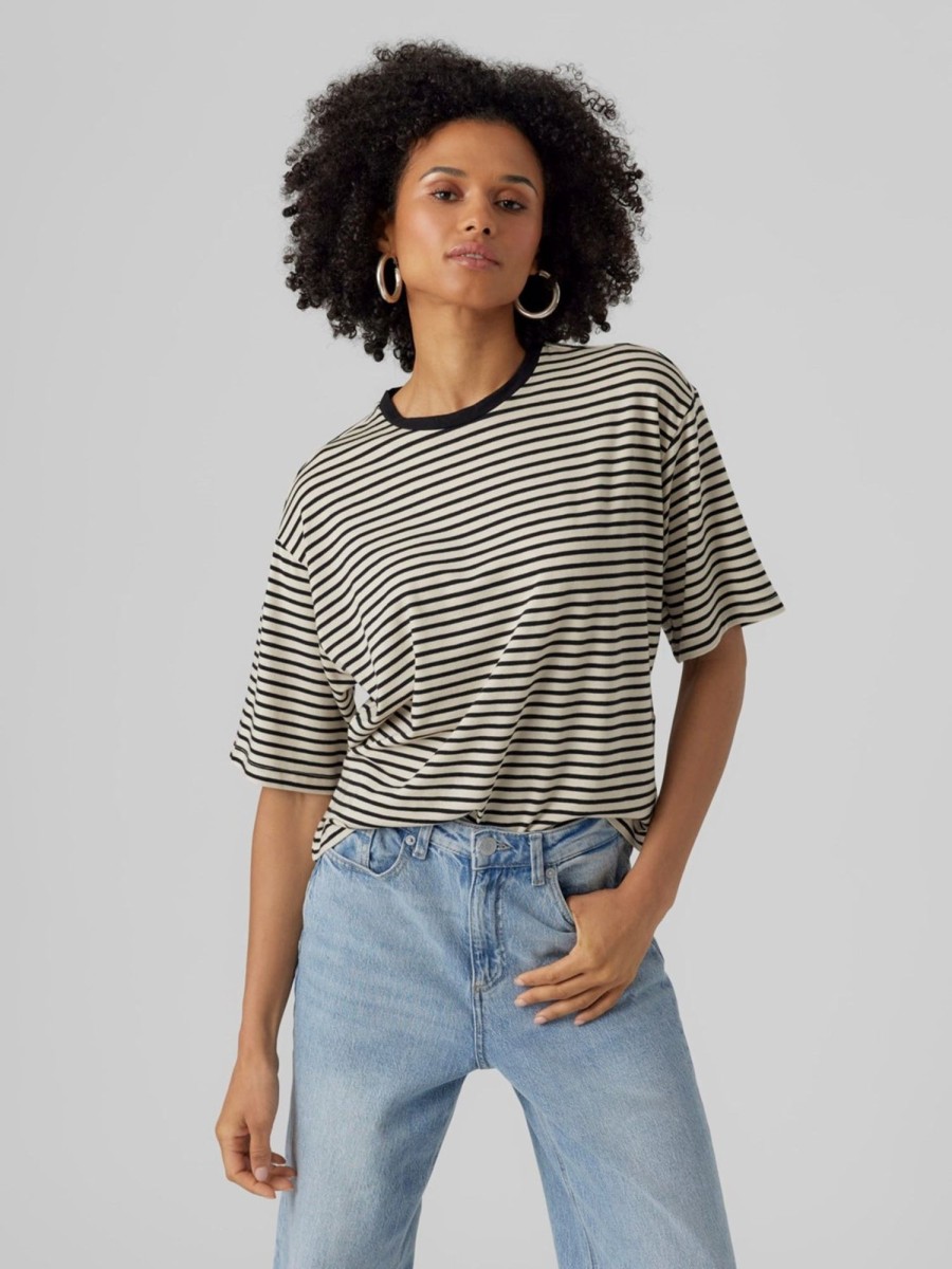 Dame Vero Moda T-Shirts & Toppe | Fiona O-Neck Top - Birch