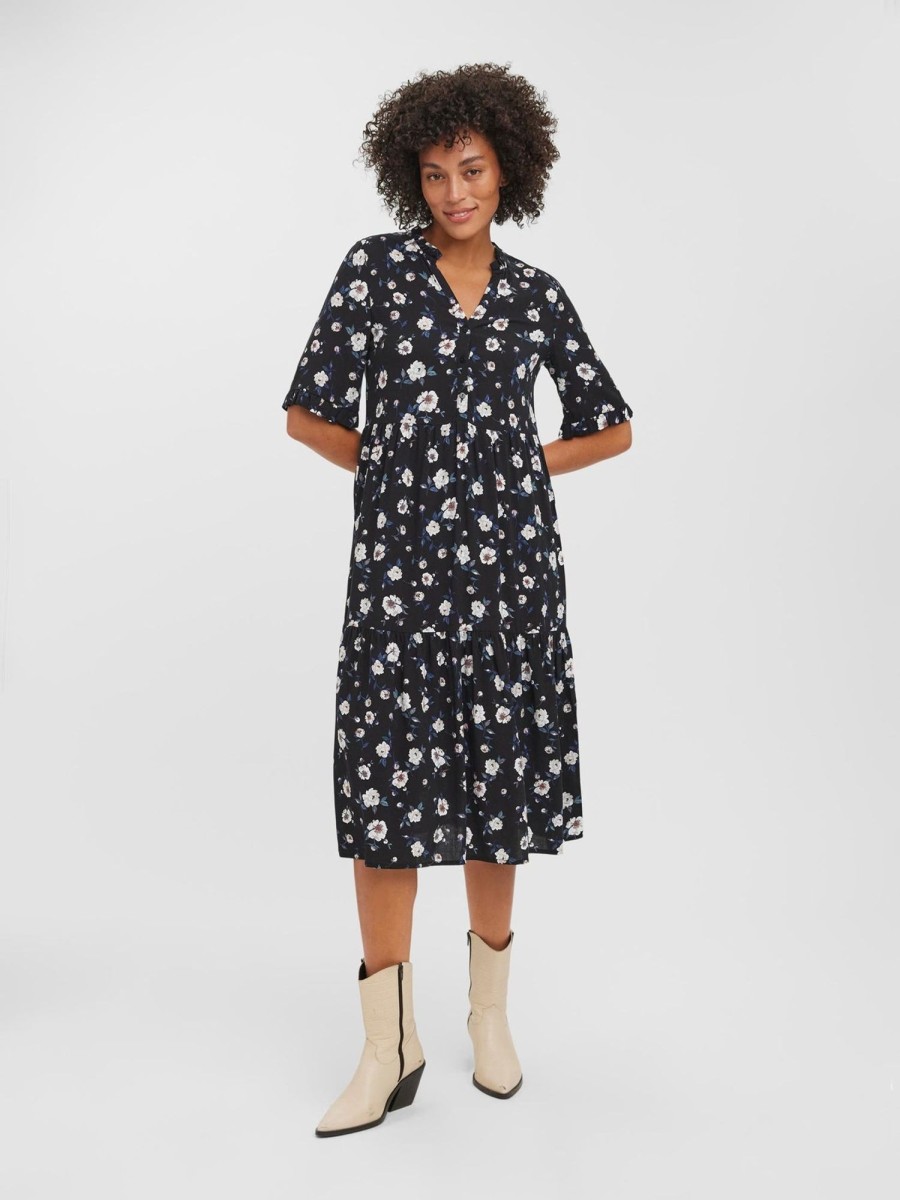 Dame Vero Moda Kjoler | Easy 2/4 Calf Dress - Sort