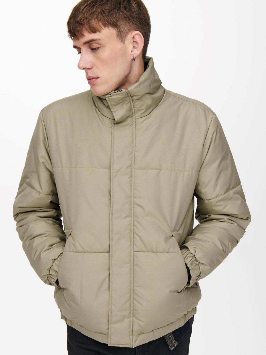 Herre Only u0026 Sons Jakker & Frakker | Orion Quilted Jacket - Chinchilla