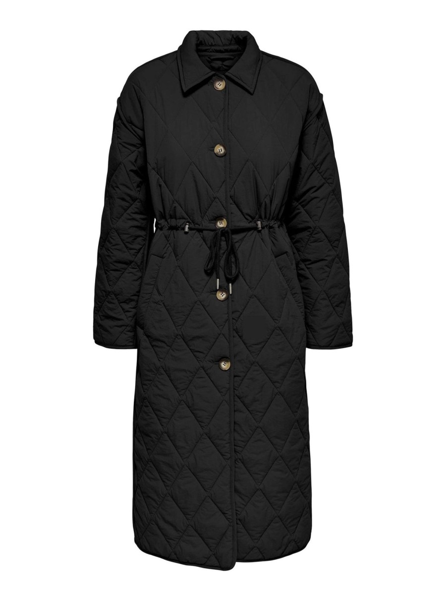 Dame ONLY Jakker & Frakker | Naya Quilted Long Coat - Sort