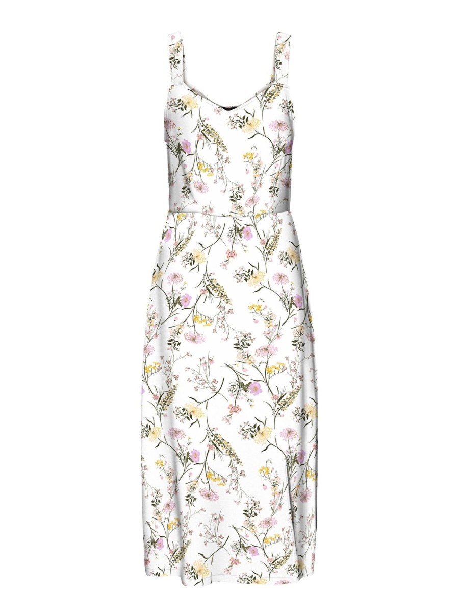 Dame Vero Moda Kjoler | Easy Strap Calf Dress - Snow White Mille