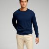 Herre TeeShoppen Strik | Basic Knit Crewneck - Navy