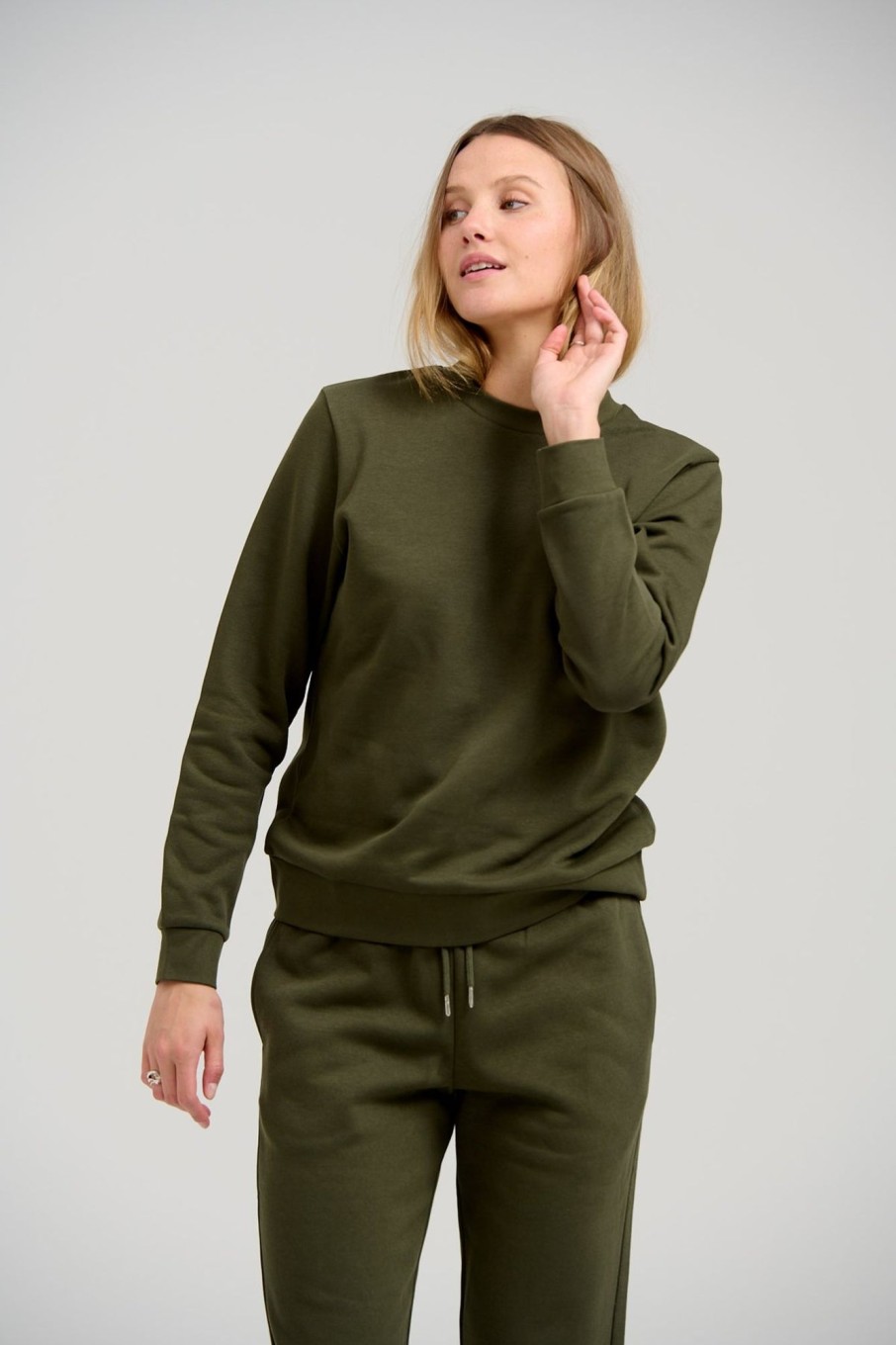 Dame TeeShoppen Trojer | Basic Crewneck Sweat - Morkegron