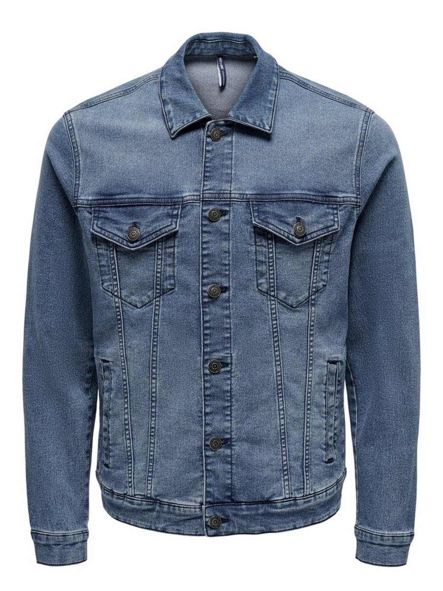 Herre Only u0026 Sons Jakker & Frakker | Coin Jakke - Medium Blue Denim