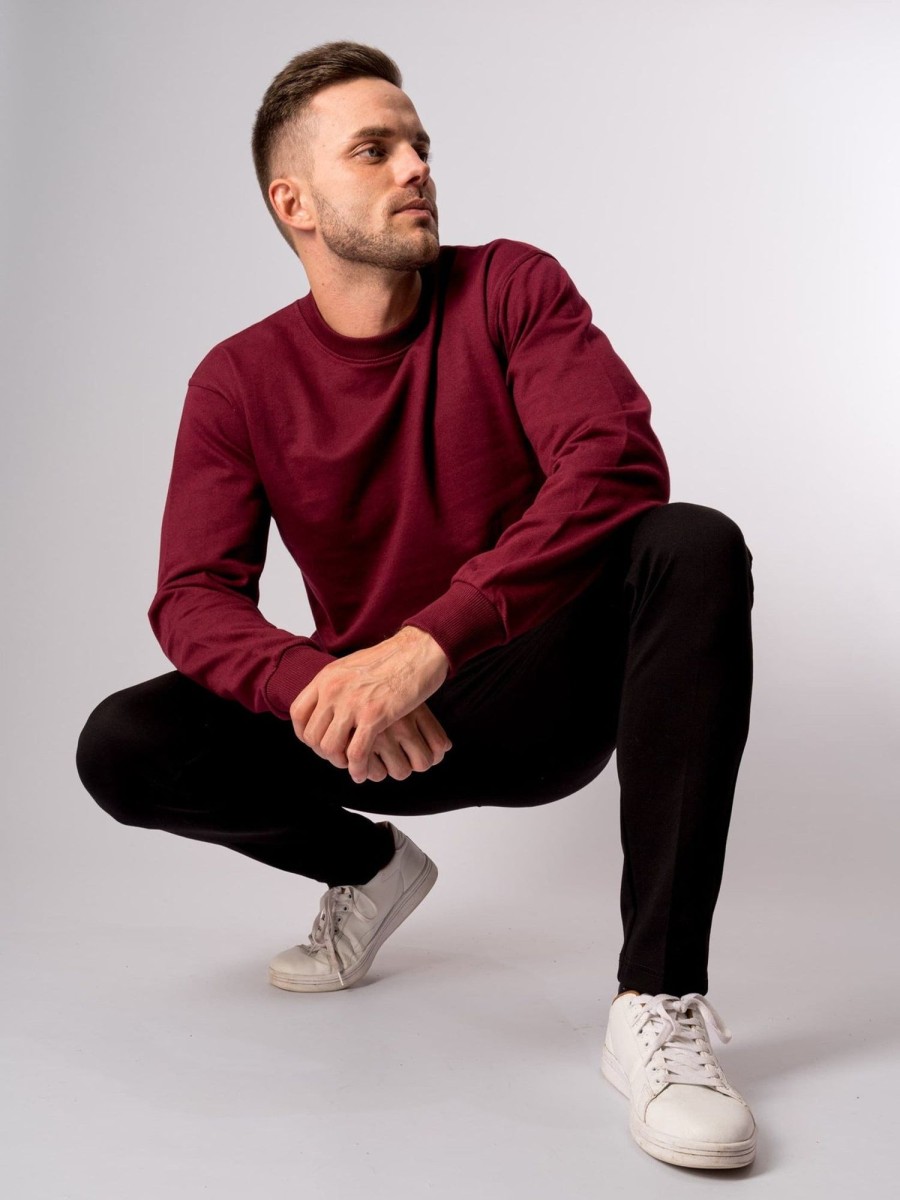 Herre TeeShoppen Trojer | Basic Crewneck - Bordeaux Rod