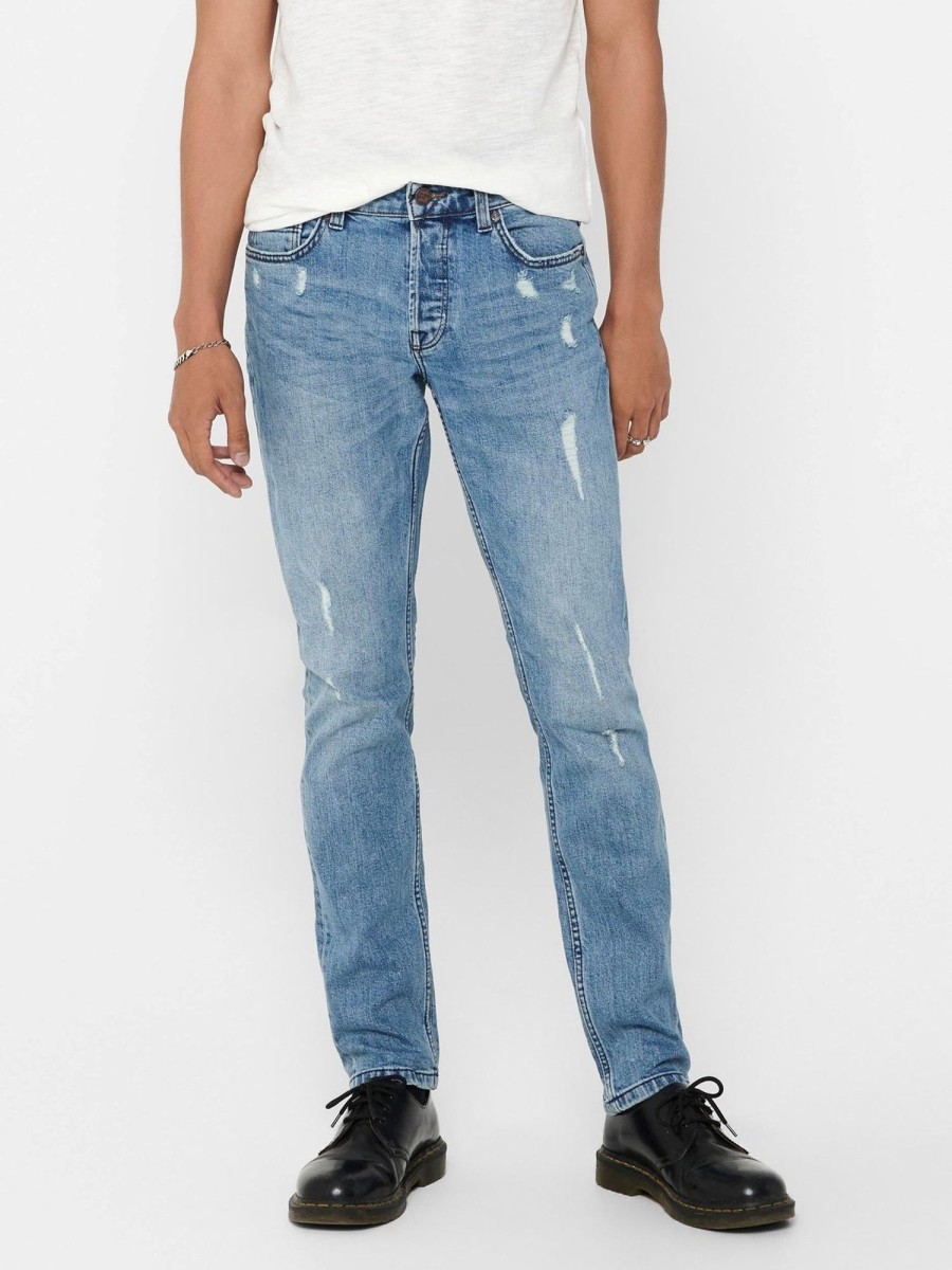 Herre Only u0026 Sons Jeans | Loom Slim Fit Can Jeans - Blue Denim