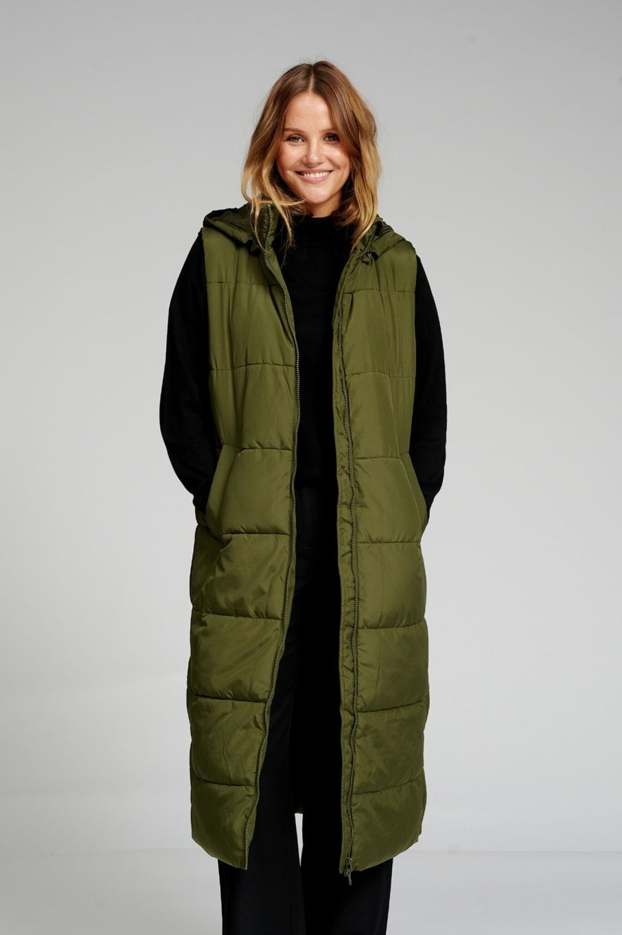 Dame TeeShoppen Veste | Lang Puffer Vest - Morkegron