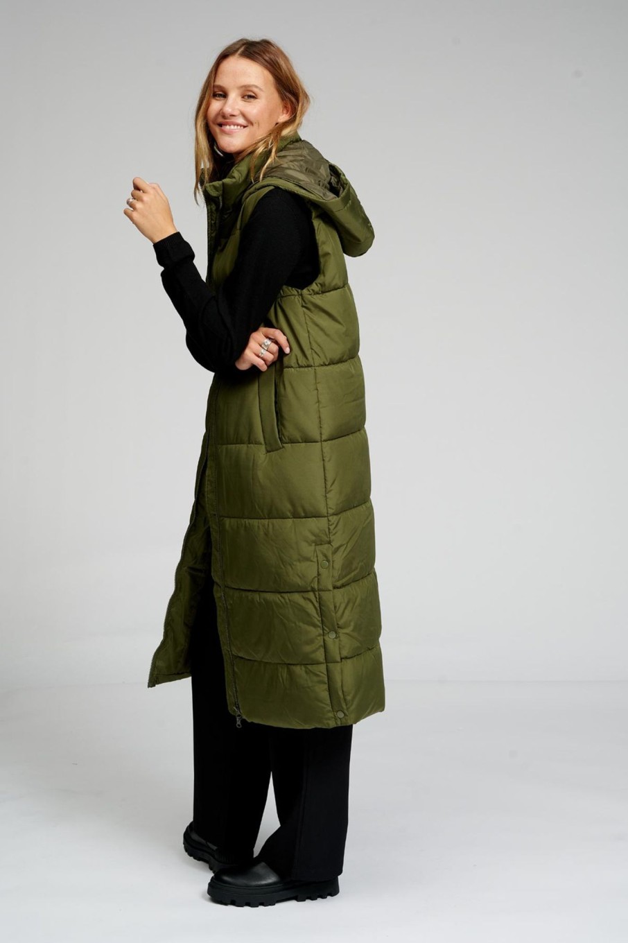 Dame TeeShoppen Veste | Lang Puffer Vest - Morkegron