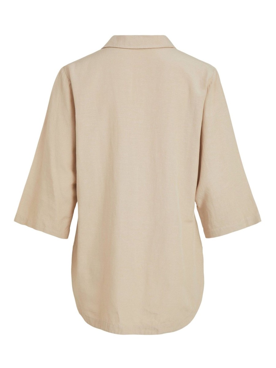 Dame VILA Skjorter & Bluser | Prisilla V-Neck 3/4 Tunic - Cement