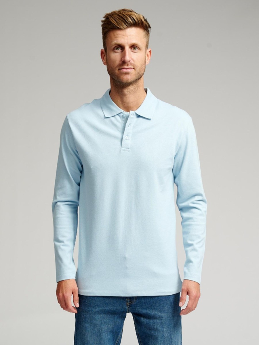 Herre TeeShoppen Poloshirts | Muscle Langaermet Polo Shirt - Lysebla