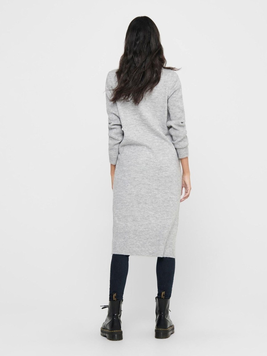 Dame ONLY Kjoler | Brandie Roll Neck Dress - Lys Gra Melange