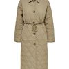 Dame ONLY Jakker & Frakker | Naya Quilted Long Coat - Petrified Oak