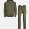 Herre TeeShoppen Trojer | Basic Sweatsaet M. Hoodie (Morkegron) - Pakketilbud