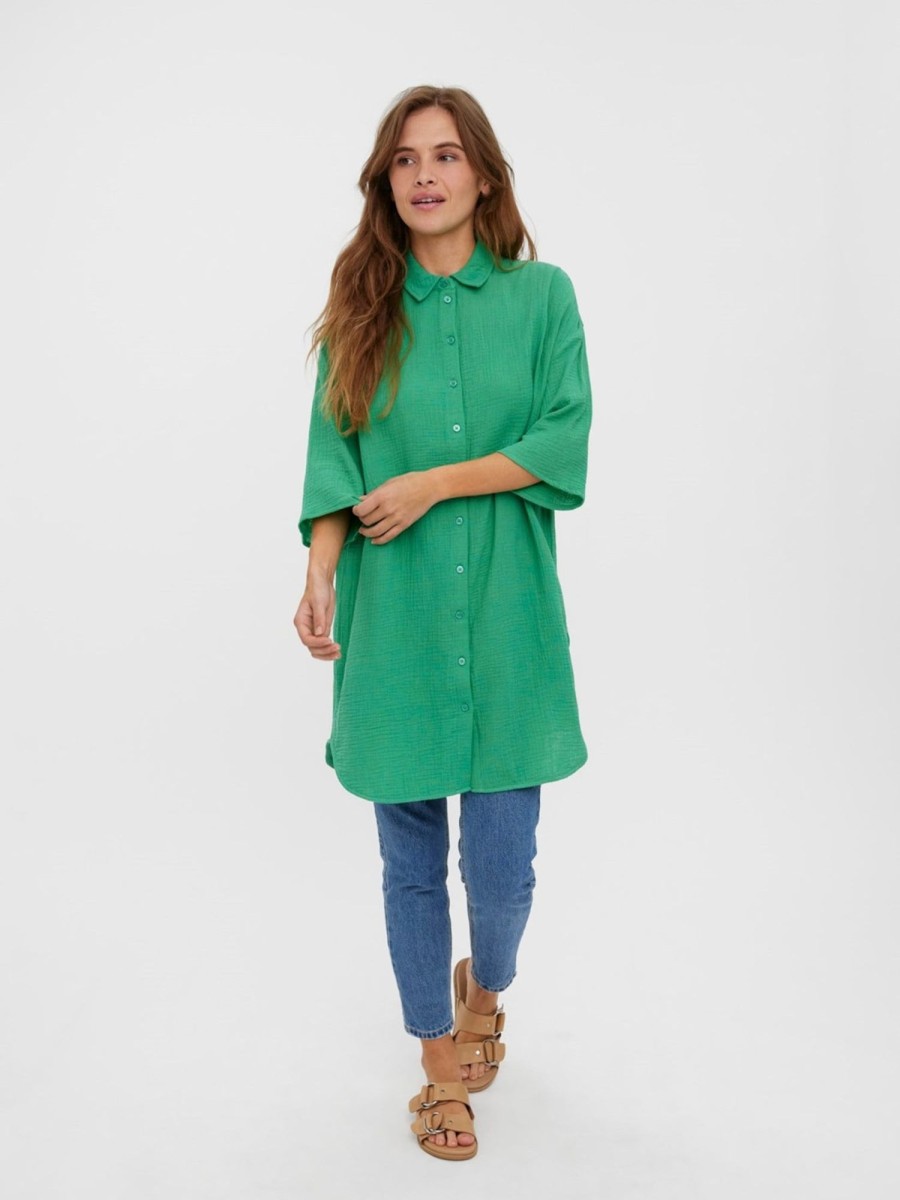 Dame Vero Moda Skjorter & Bluser | Natali 3/4 Overshirt - Holly Green