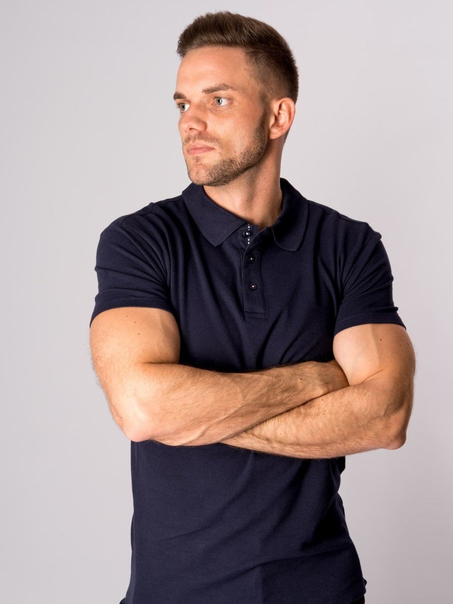 Herre TeeShoppen Poloshirts | Muscle Polo Shirt - Navy