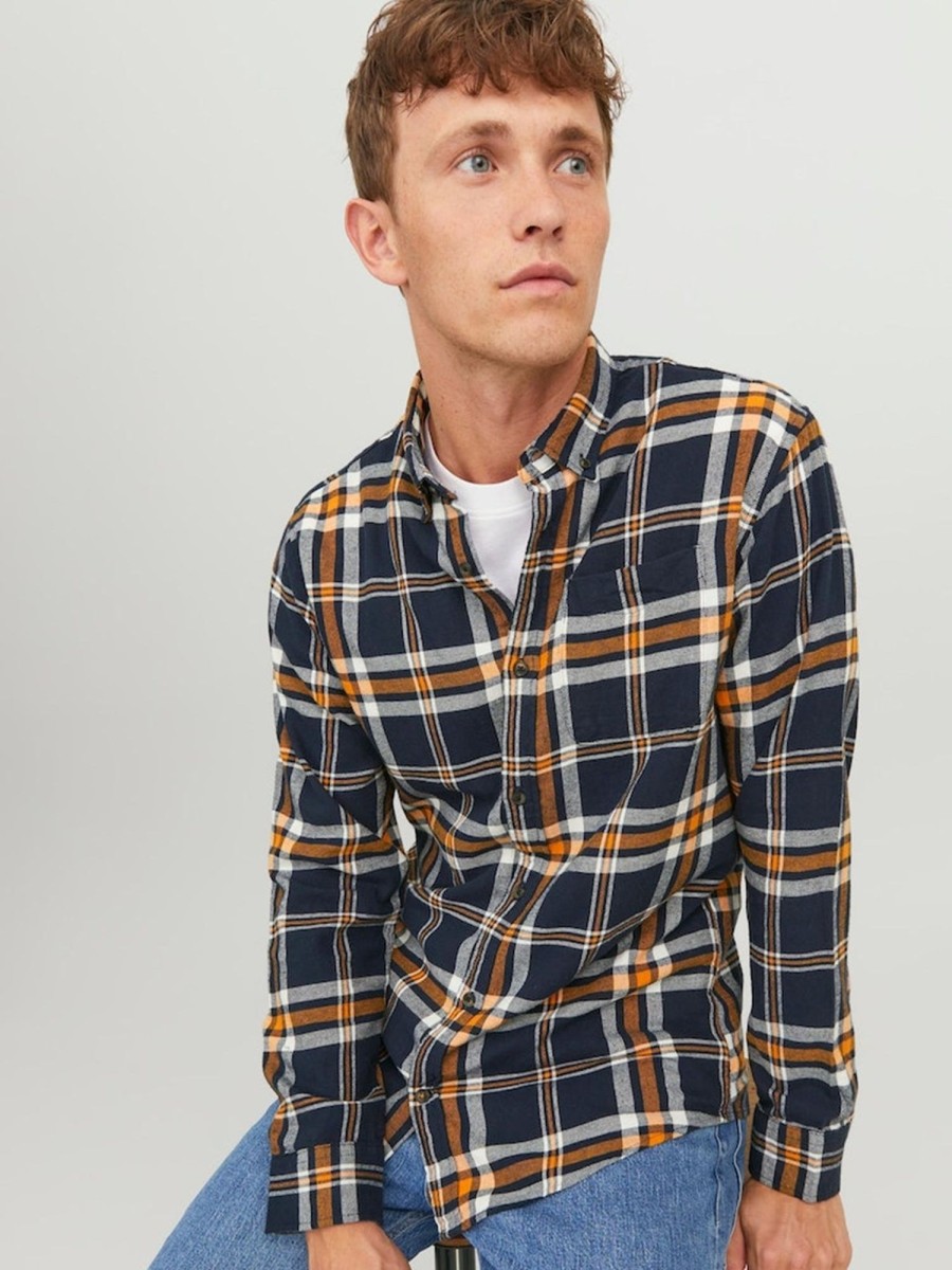 Herre Jack u0026 Jones Skjorter | Classic Check Skjorte - Desert Sun