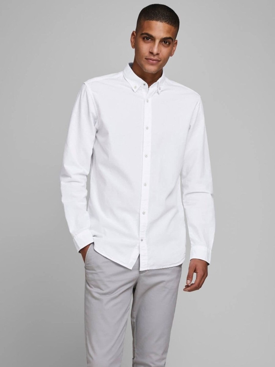 Herre Jack u0026 Jones Skjorter | Summer Shirt Langaermet - Hvid Slim Fit