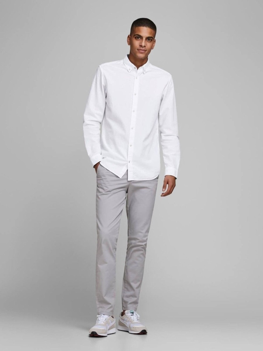 Herre Jack u0026 Jones Skjorter | Summer Shirt Langaermet - Hvid Slim Fit