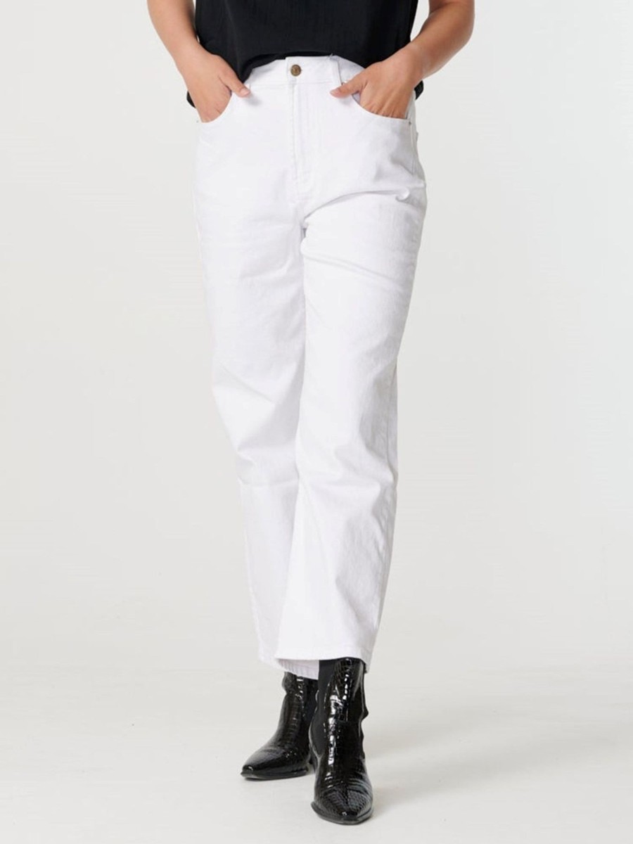 Dame ONLY Jeans | Brede High Waist Jeans - Hvid