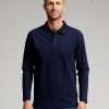 Herre TeeShoppen Poloshirts | Muscle Langaermet Polo Shirt - Navy