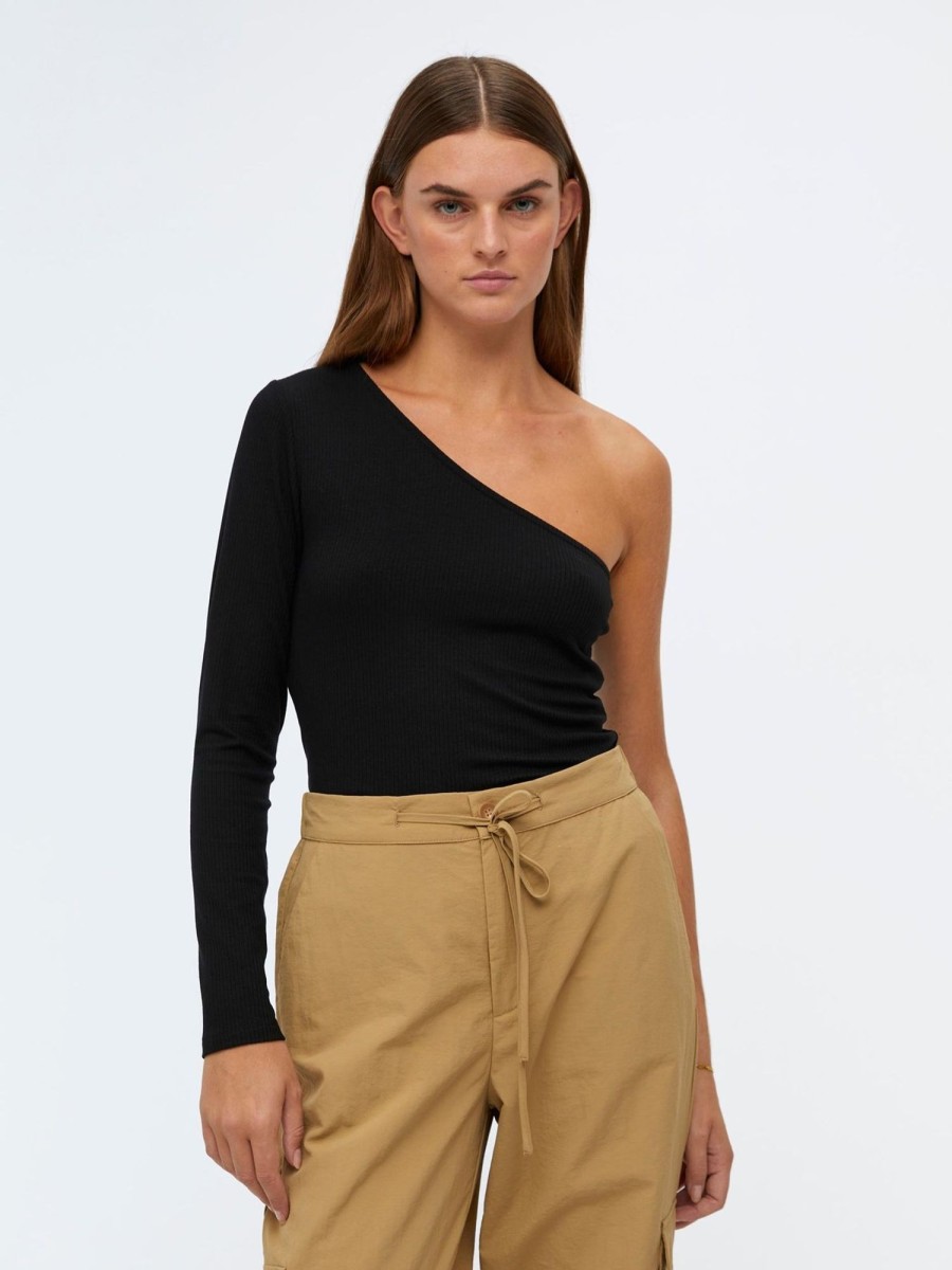 Dame Object T-Shirts & Toppe | Luca One-Shoulder Top - Sort