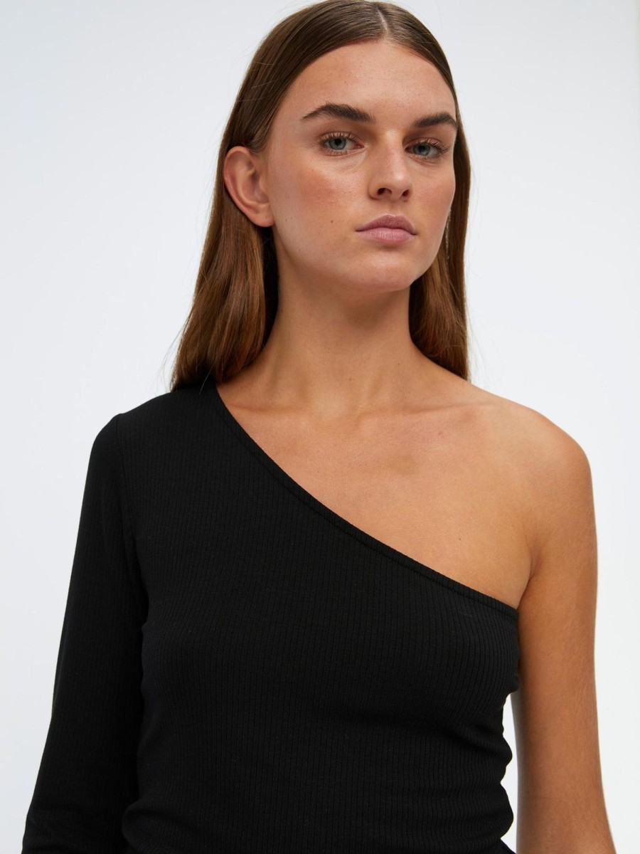 Dame Object T-Shirts & Toppe | Luca One-Shoulder Top - Sort