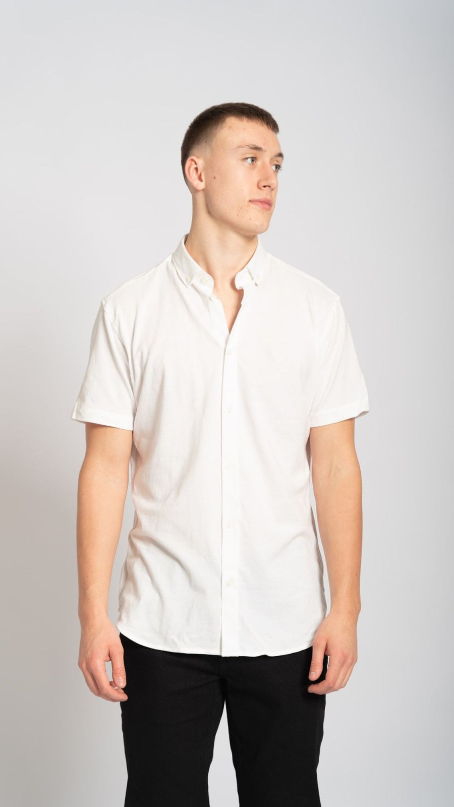 Herre Selected Homme Skjorter | Slim Knitted Shirt - Hvid