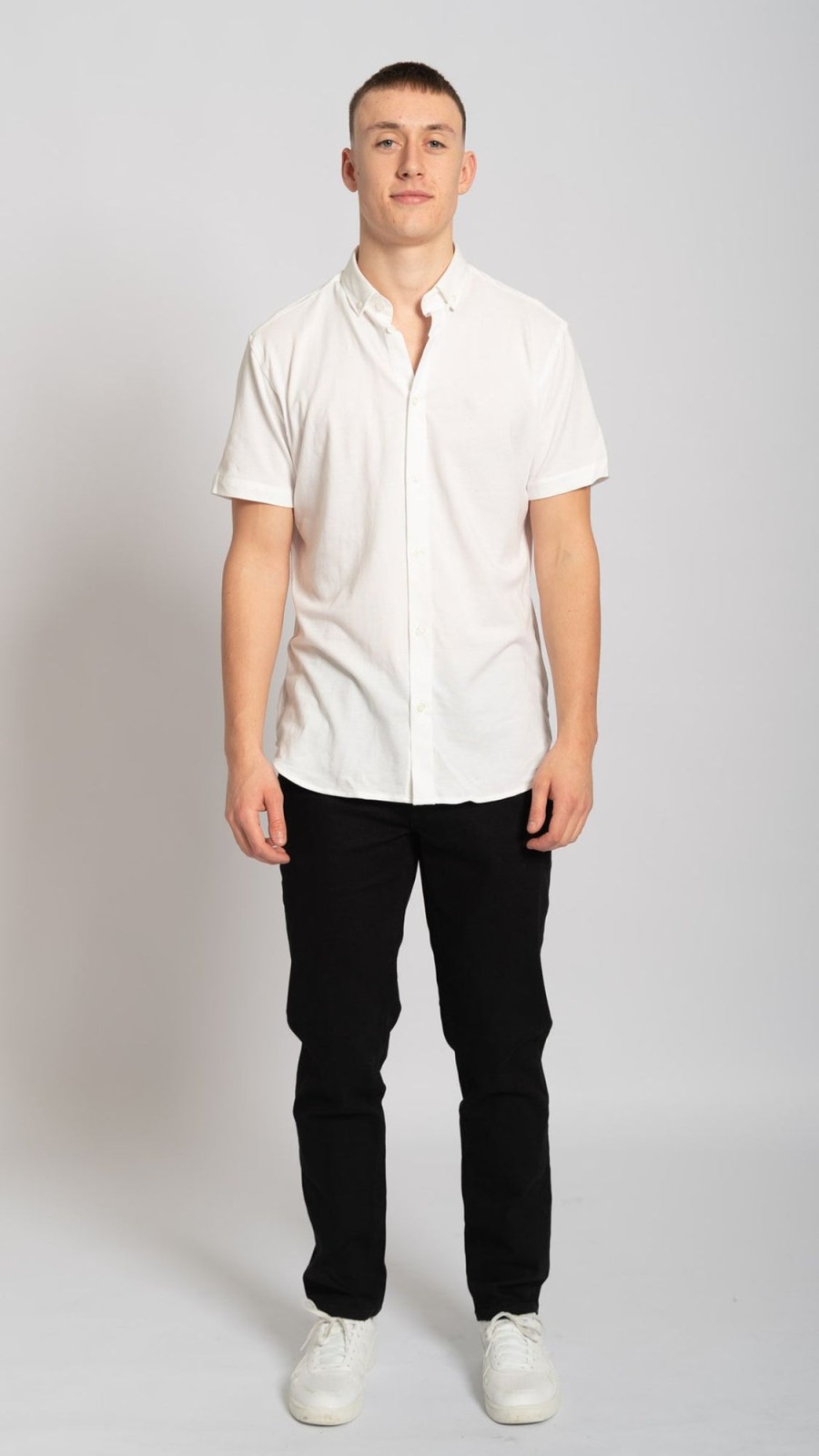 Herre Selected Homme Skjorter | Slim Knitted Shirt - Hvid