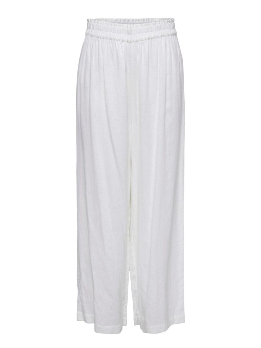 Dame ONLY Bukser | Tokyo Linen Pants - Bright White