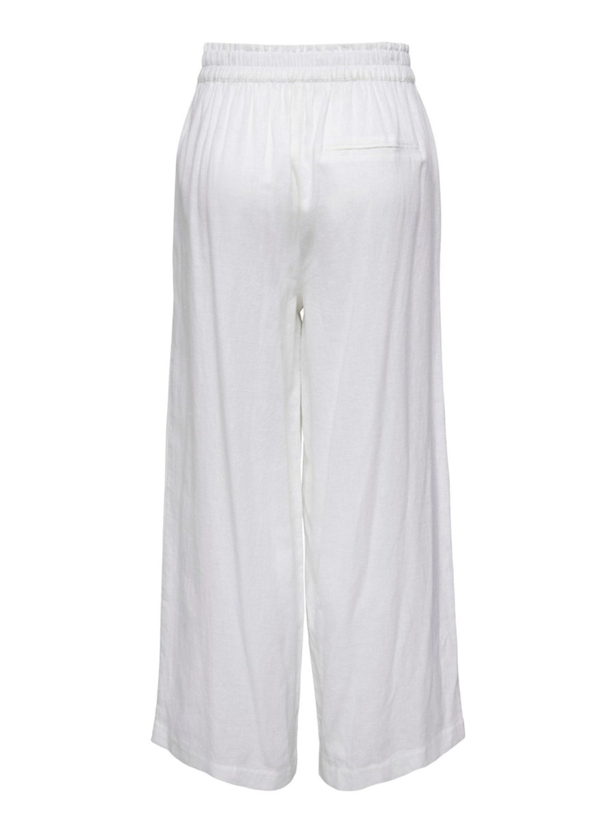 Dame ONLY Bukser | Tokyo Linen Pants - Bright White